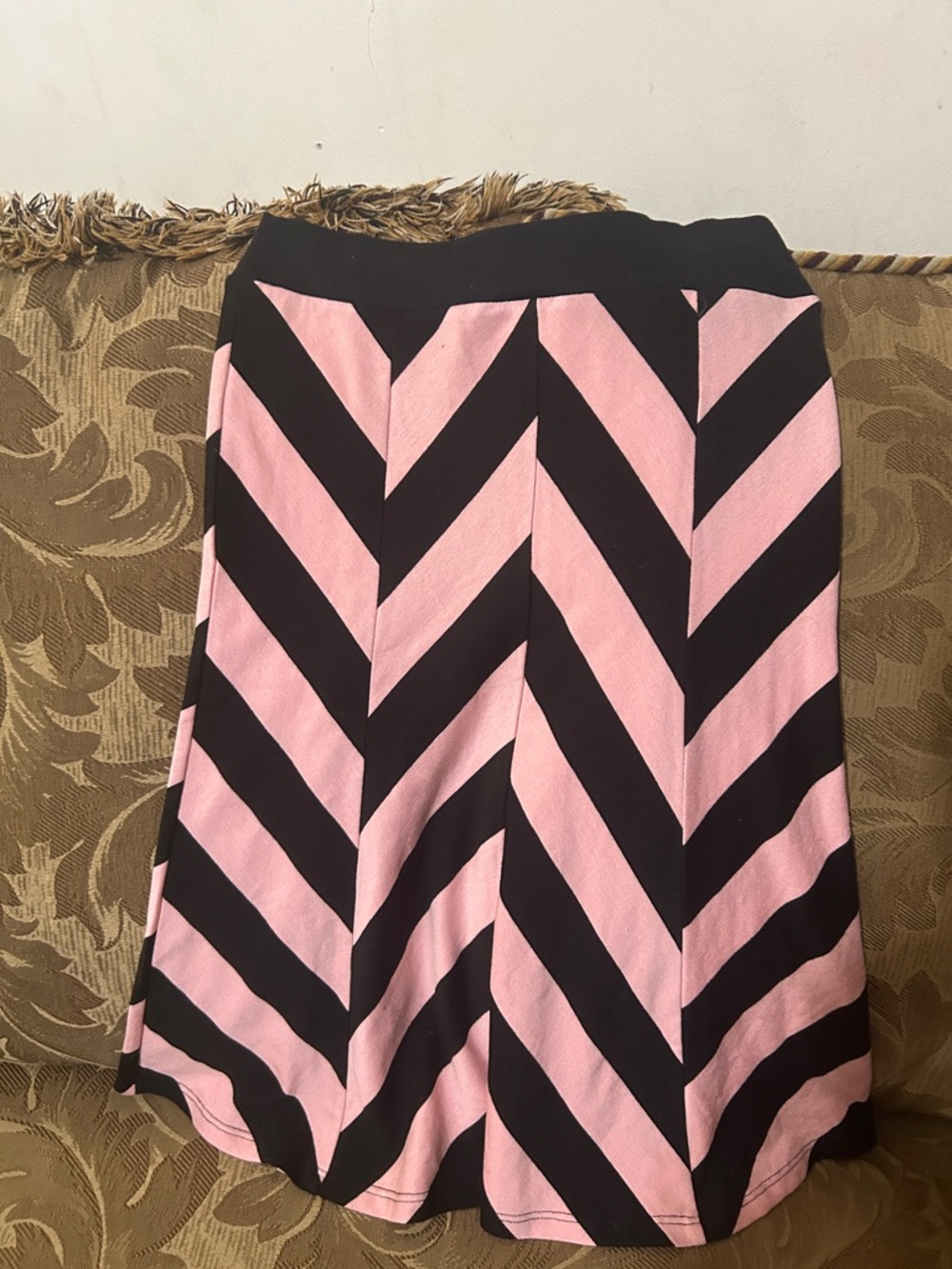 Together Pink and Black Chevron A-Line Skirt